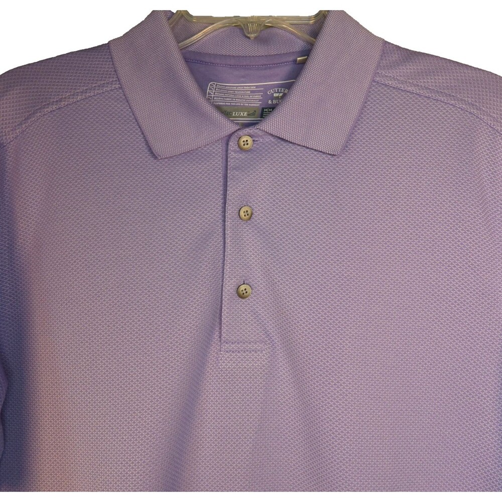 Cutter & Buck CB DryTec Luxe Purple Golf Polo Shirt Mens Medium Moisture-Wicking